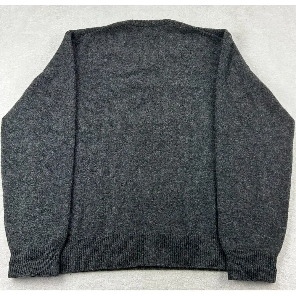 GRAYSON & DUNN 100% Lambs Wool Sweater Men M‎ Gray V Neck Grandpa Core Comfy